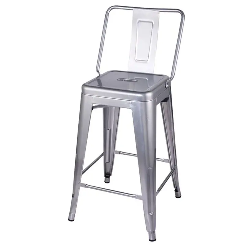 

Group 24 Inch Counter Height Middle Back Metal Stool, Sliver