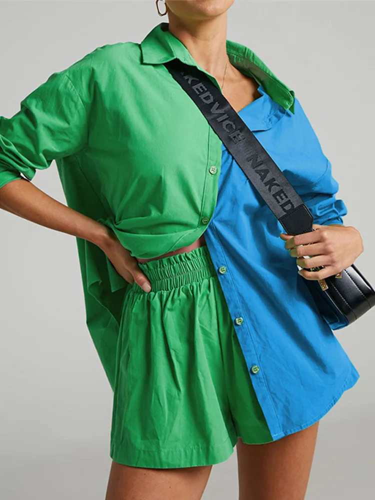 Женский Повседневный Спортивный костюм комплект из двух предметов рубашка с