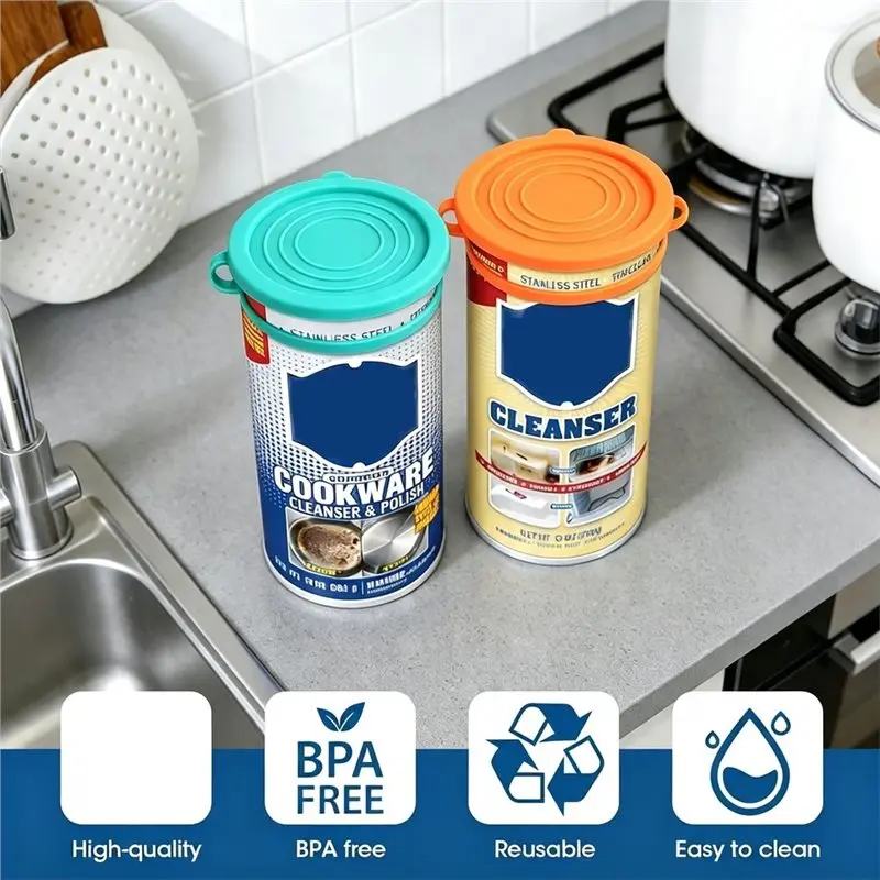Фото Для Bar Keepers Friend, Comet Aajax, порошковые чистящие средства 12 и 21 унций - 4 шт. с силиконовыми крышками - [ToolMr A83] №3