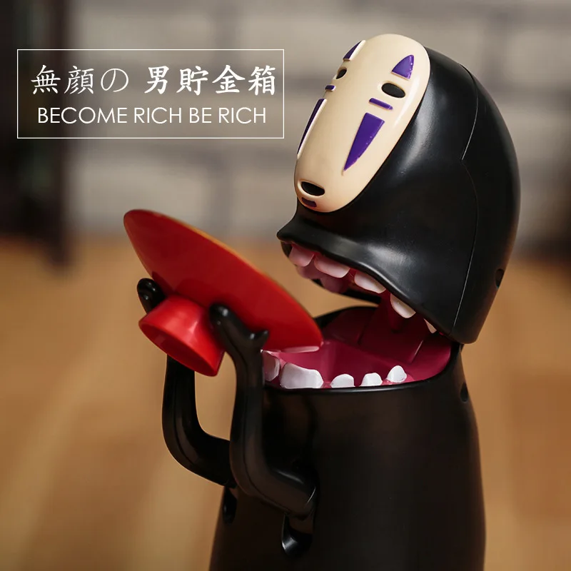 

Anime Spirited Away No Face Man Model Figure Doll Piggy Bank Faceless Man Piggy Bank Can Automatic Eat Coin Kids Toys