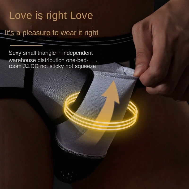 Separation Briefs Male Modal Scrotum Support Sport Boxer Sexy Male Underpants with Penis Hole Taste Underwear Prolonged Sex Time