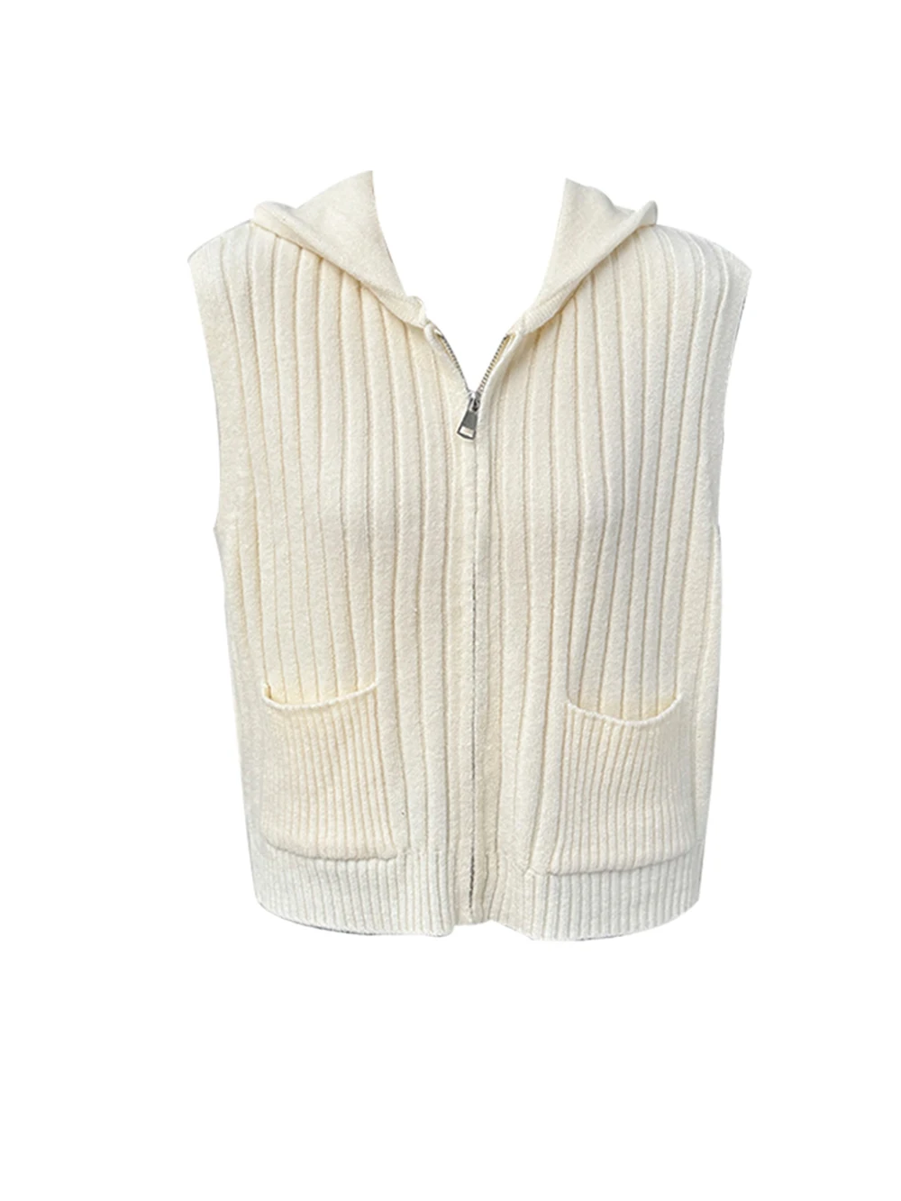 Ретро однотонный свитер с капюшоном жилет модный вязаный кардиган на молнии