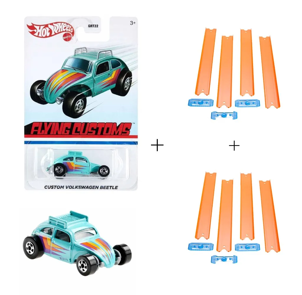 

Hot Wheels Track Builder 240cm Orange Runway Set and Custom Volkswagen Beetle Grt22