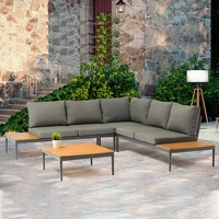 nordic minimalist garden sofa leisure acacia outdoor villa hotel aluminum alloy water repellent outdoor sofa