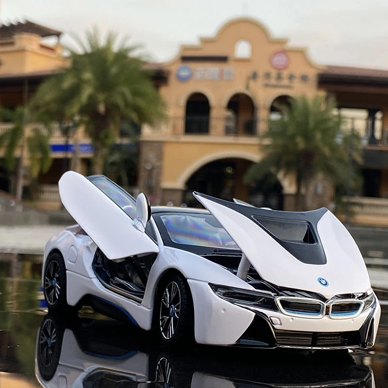 1:24 BMW I8 süper spor araba Metal araba modeli dekorasyon yüksek simülasyon alaşım Model araba çocuk oyuncak araba koleksiyonu hediye f265