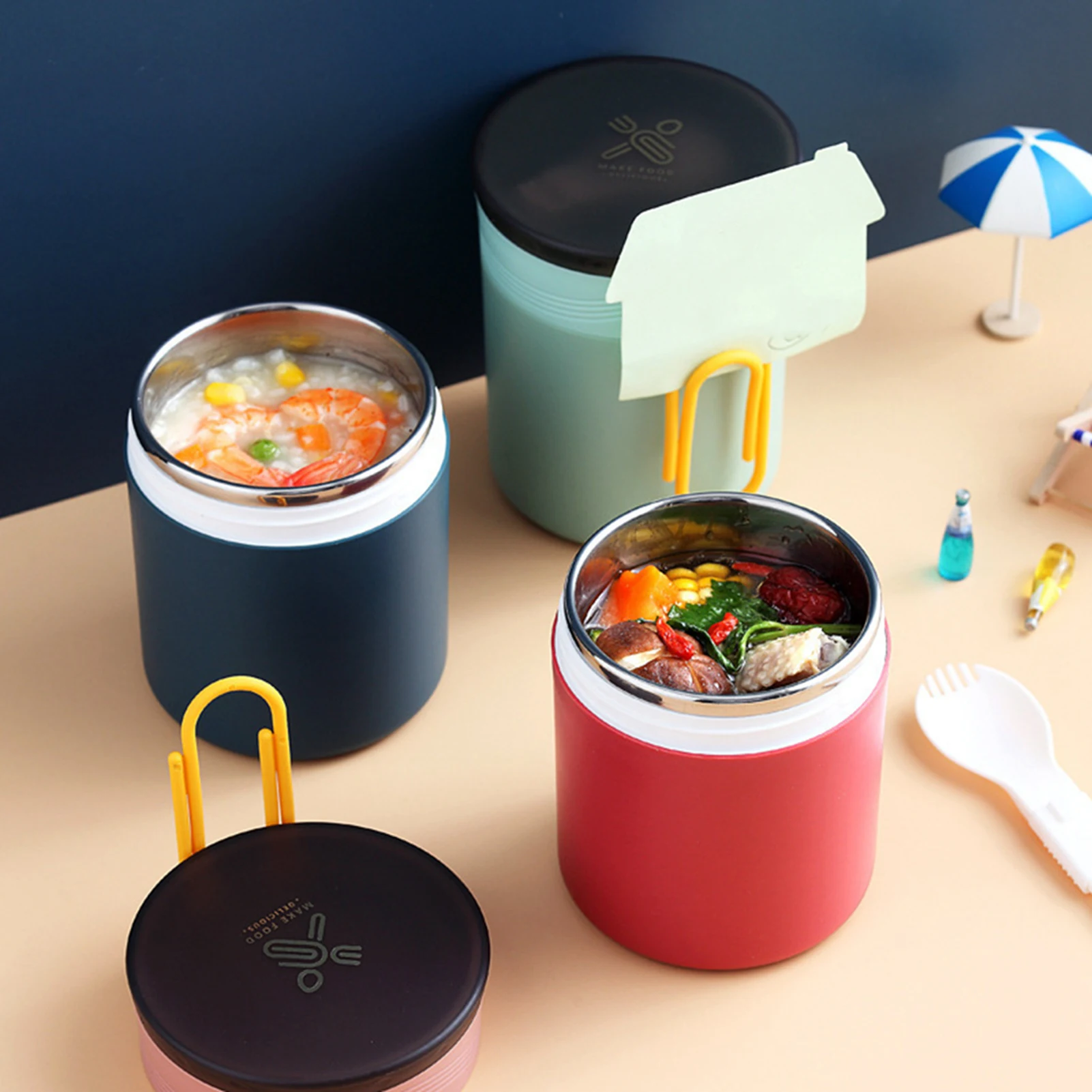 

Stainless Steel Insulated Lunch Box Soup Holder Portable Food Container Storage Thermal Lunch Box Warmer Food Bento Food Box