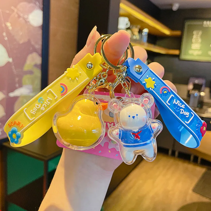 

Cartoon Bunny Peach Duck Keychain Cute Acrylic Keyring Fashion Couple Kids Bag Ornament Key Chain Car Pendant Accessories Gift