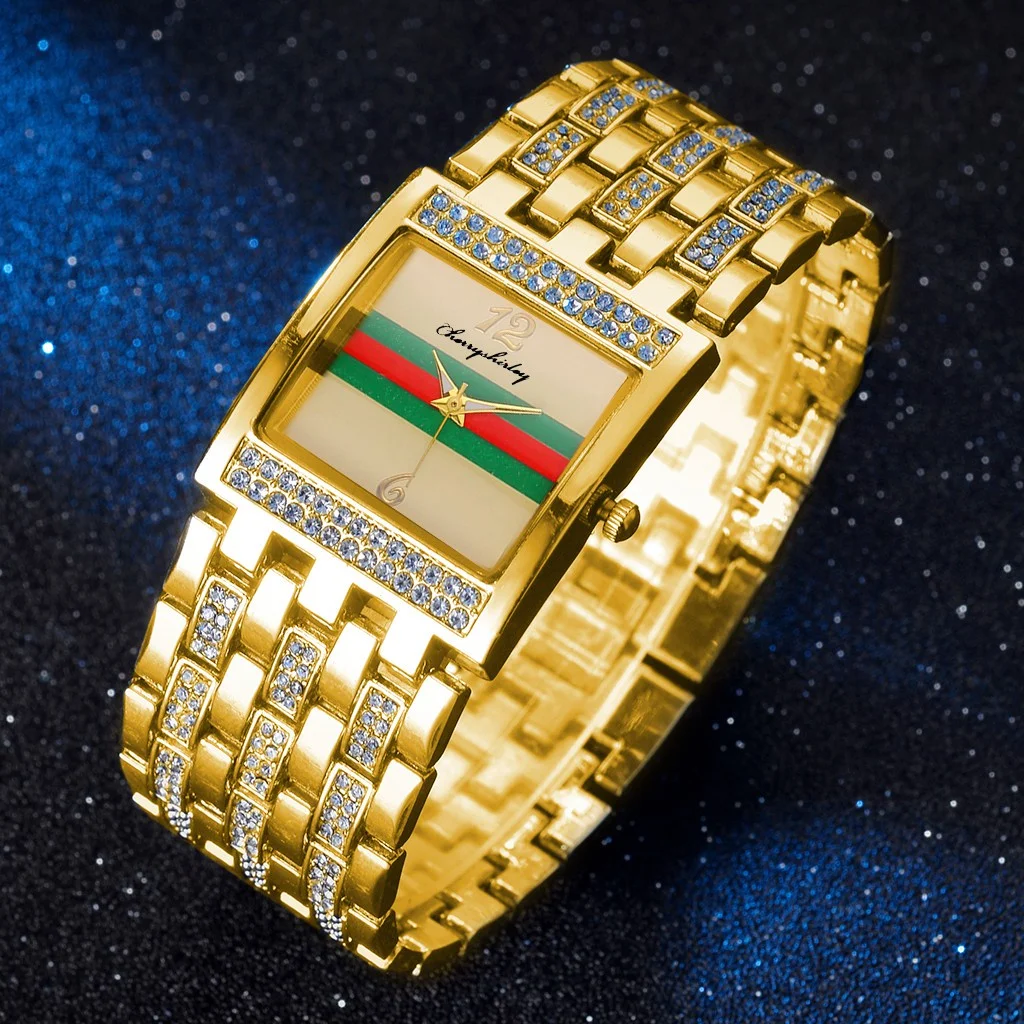 

Women Square Ladies Quartz Dial Stainless Steel Watch Luxury Girl Diamond Bracelet Women Watches