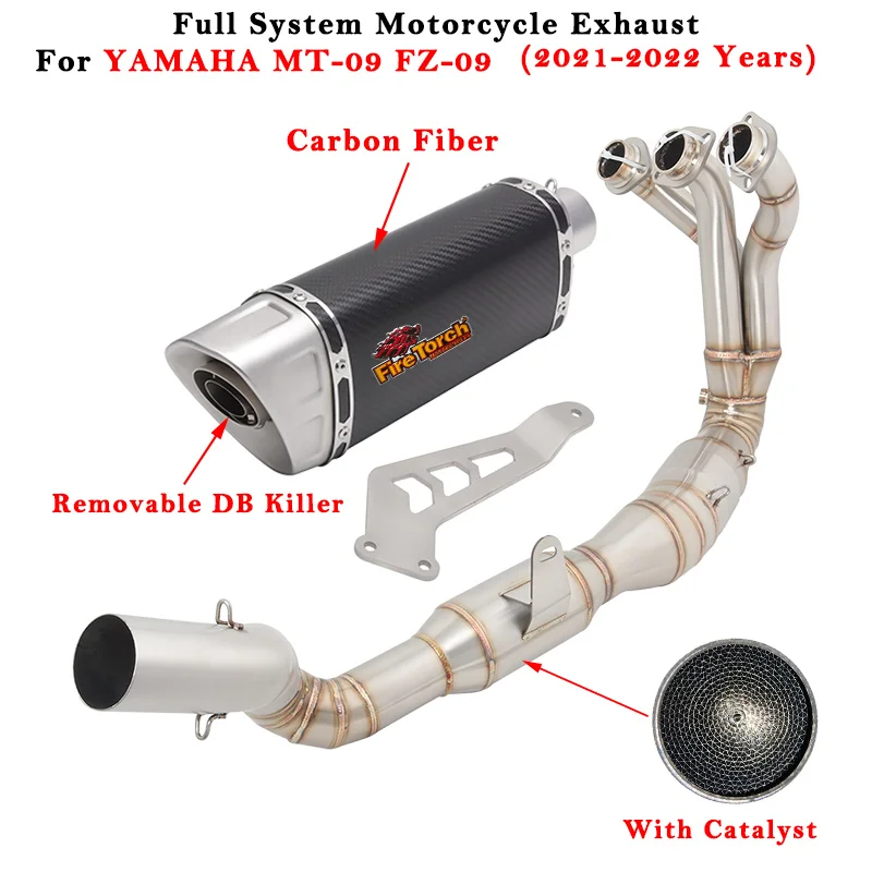 

For YAMAHA MT09 FZ09 MT-09 FZ-09 MT FZ 09 2021 2022 Motorcycle Exhaust Escape System Modified Muffler Front Link Pipe DB Killer