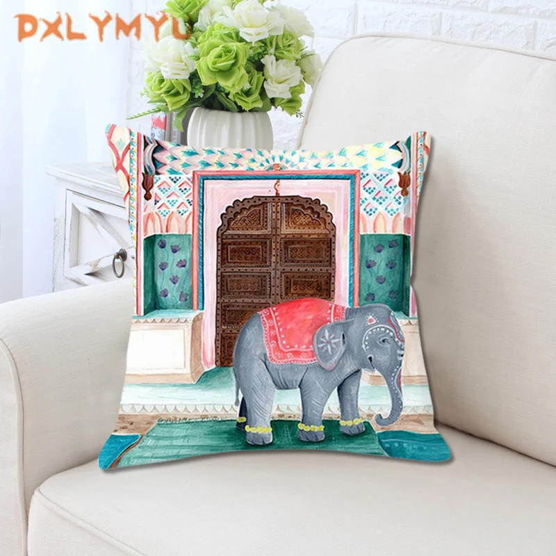 

Cute Elephant Cushion Cover Lovely Animals Home Decoration Pillowcase Car Sofa Home Decor Pillow Case Polyester Throw Pillow