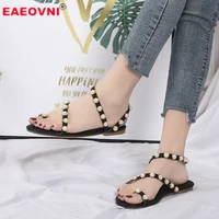 womens rivet sandals summer new fashion open toe low heeled casual women shoes outdoor beach party all match 43 plus size shoes
