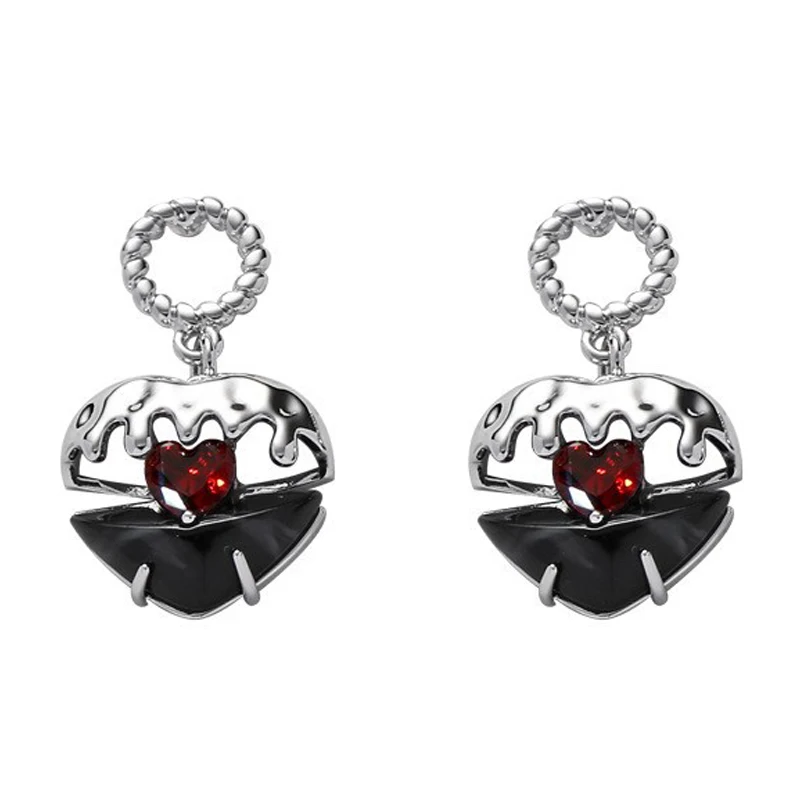 

Eetit New Design Resin Red Heart Love Hollow Drop Earrings Vintage Metal Anti Allergic Fashion Exquisite Jewelry Women