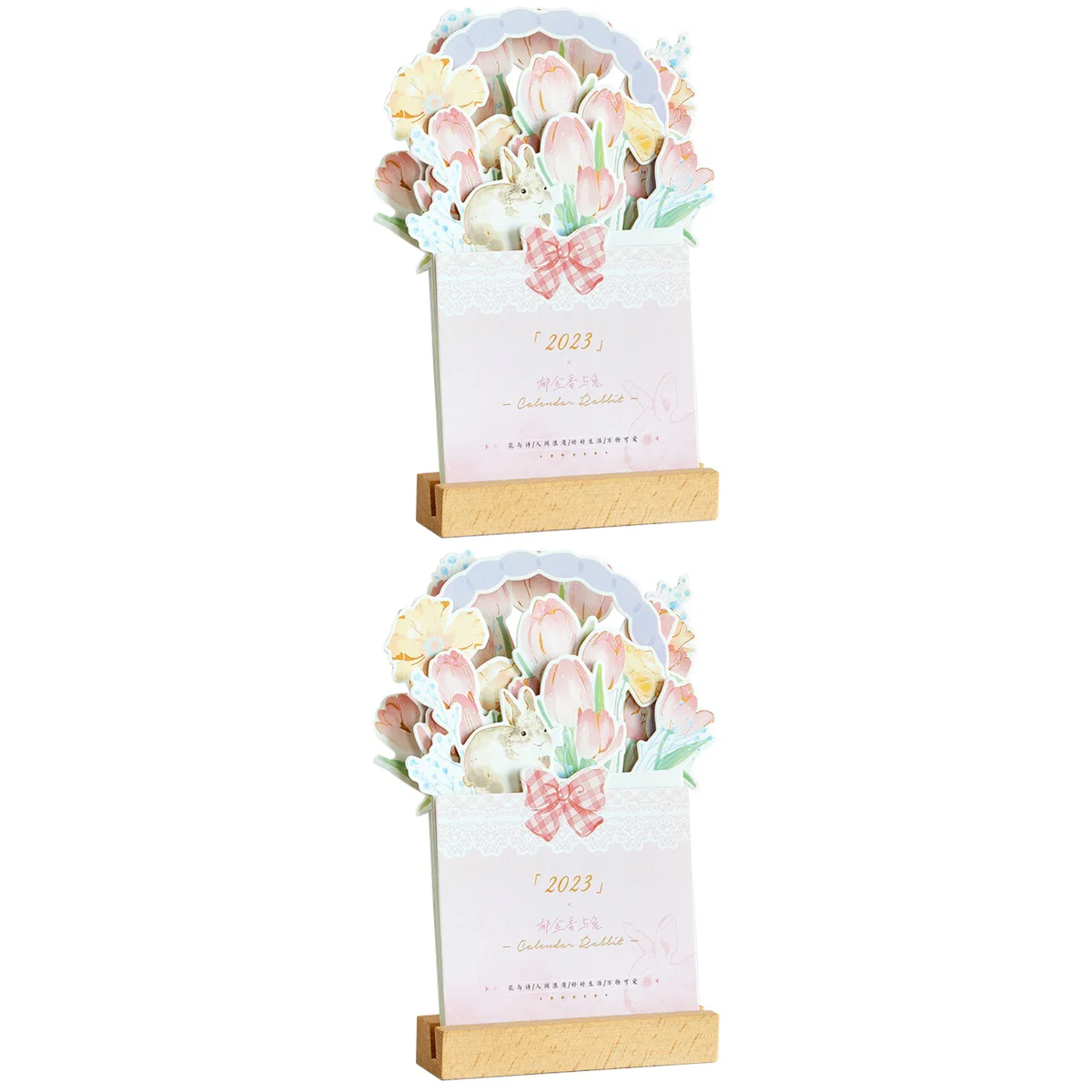 

2pcs Students Desktop Calendar Creative Paper Calendar Office Floral Calendar Schedule Paper Calendar