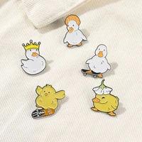 cute animal enamel pin custom naughty skate goose duck chicken brooch bag lapel pin cartoon funny badge jewelry friend gift