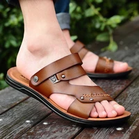 summer men slippers outdoor street beach sandals comfortable leather casual slides flip flops hiking sandals men zapatos