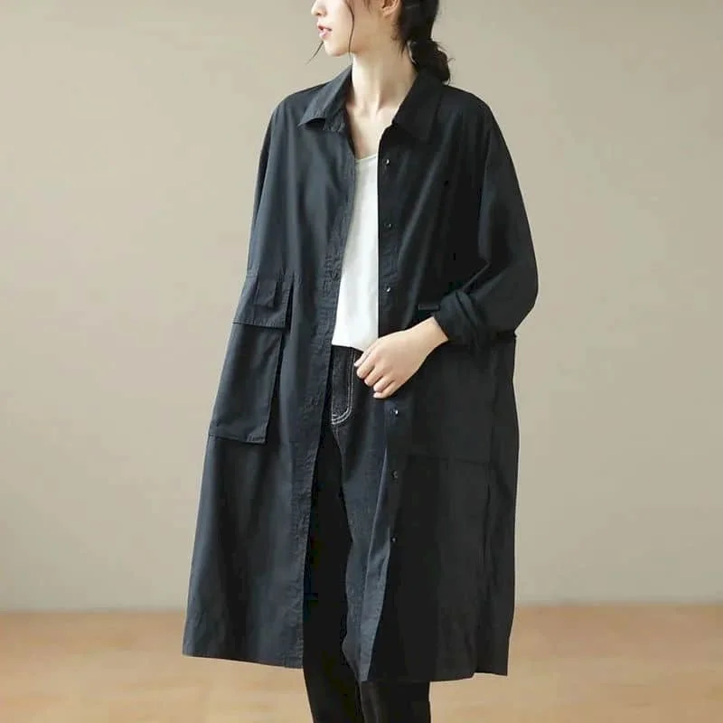 Однотонные рубашки куртка Женская винтажная повседневная одежда для работы в