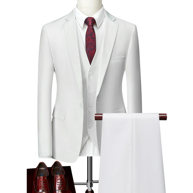 Пиджак + брюки жилет/Новинка 2022 мужские деловые облегающие костюмы свадебный