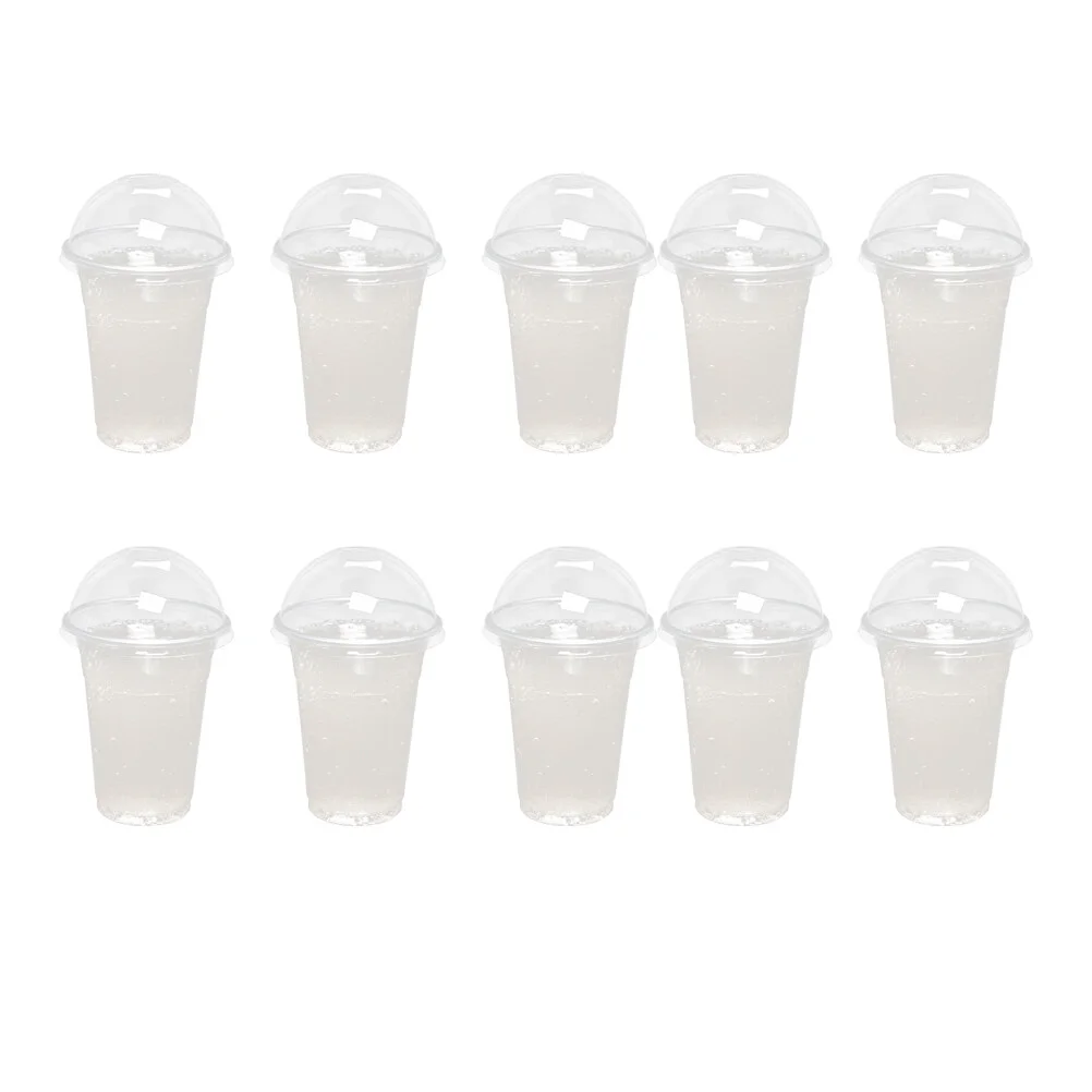 

100Pcs 380ml Disposable Clear Plastic Cups with a Hole Dome Lids for Tea Fruit JuClear Drinking Glasses Milk Tea with Covers