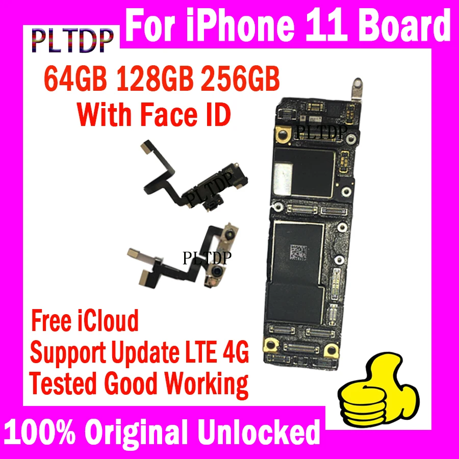 

Бесплатный iCloud для iPhone 11 материнская плата без идентификационной учетной записи с без идентификатора лица логическая плата 64 Гб 128 ГБ 256 ГБ о...