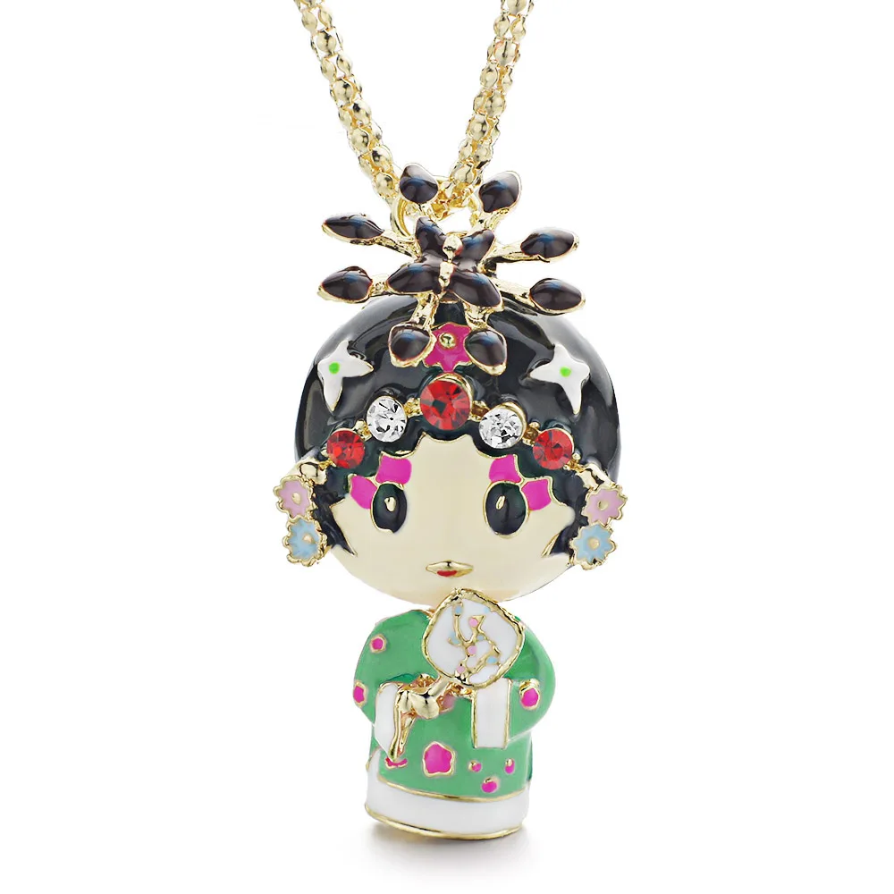 Эмалированная Пекинская опера этническая кукла ожерелье китайская ветер