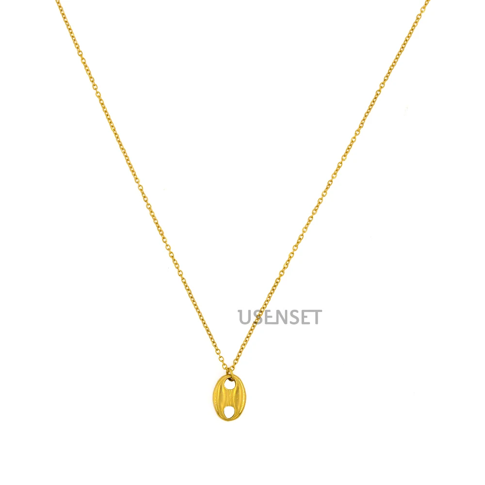 

Coffee Bean Pendant Necklace Earrings Set Jewelry for Women Charm Fashion Seed Link Chain Accessories