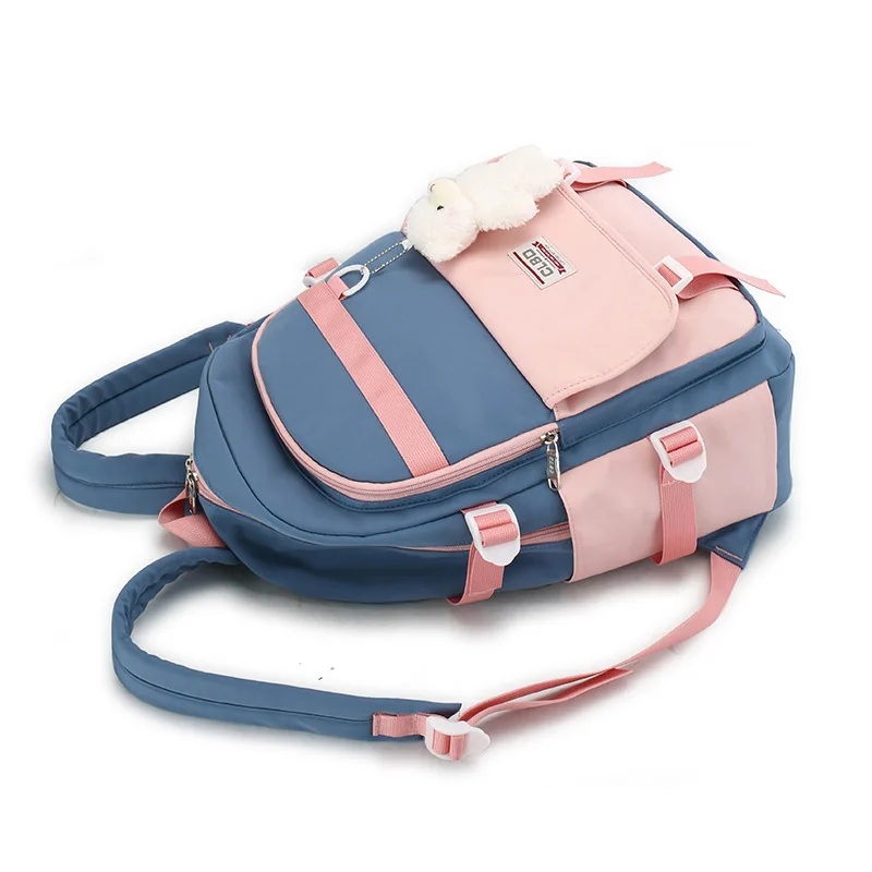 Girls School Bags for Teenagers Anti-theft Korean Version Nylon Student Backpack Women Splicing 2022 Large Capacity Schoolbag