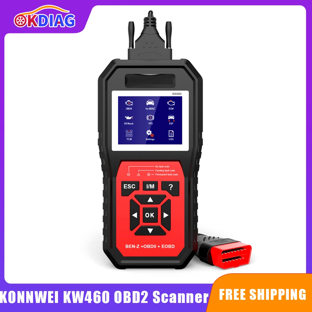 

KONNWEI KW460 OBD2 Diagnostic Scanner Code Reader for Mercedes Full Systems OBDII and EOBD Check Engine Diagnostic Tool For Benz
