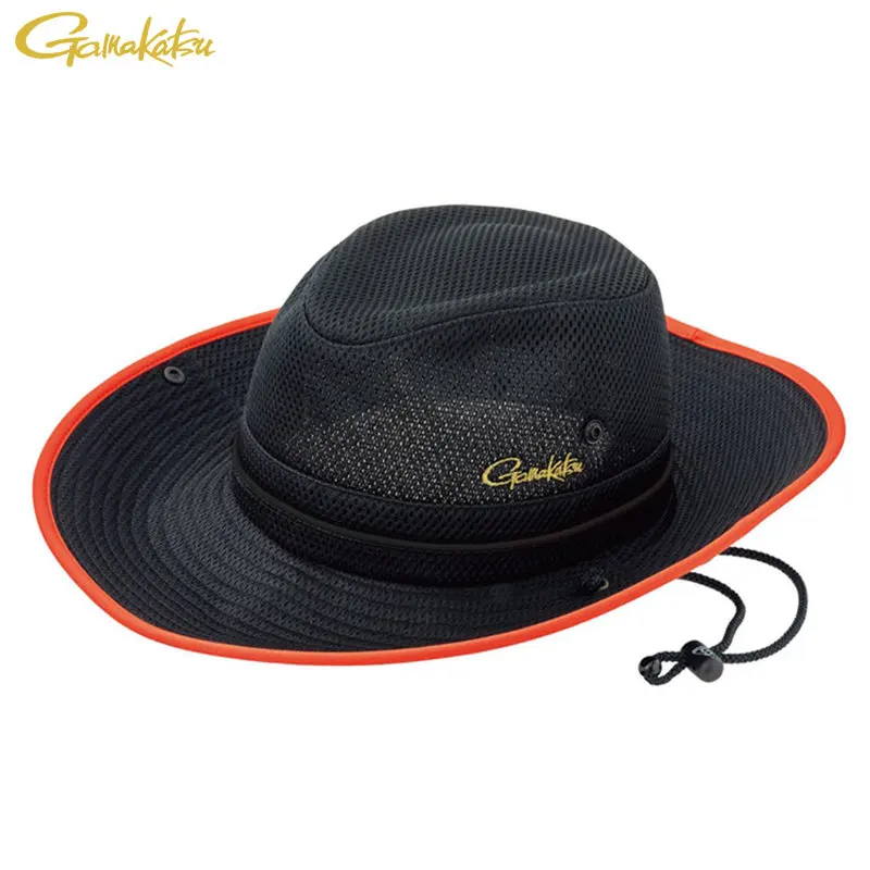 

2023 Gamakatsu Wide Brim Bucket Hat with Adjustable Chin Strap Men's UV Protection Fishing Cap Camping Hiking Fisherman Hat