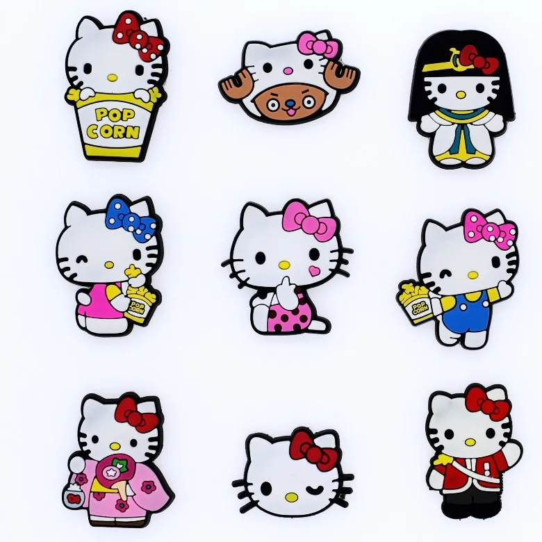 

New Hello Kitty Cartoon Shoe Buckle Single Sale Wholesale Charms DIY Sneakers Accessories Decoration PVC Souvenir Kid X-mas Gift