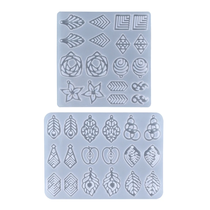

4XBF Leaves-shaped Earring Combination Earring Mold Epoxy Resin Jewelry Mold Resin Casting Pendant Mold Suitable for Diy