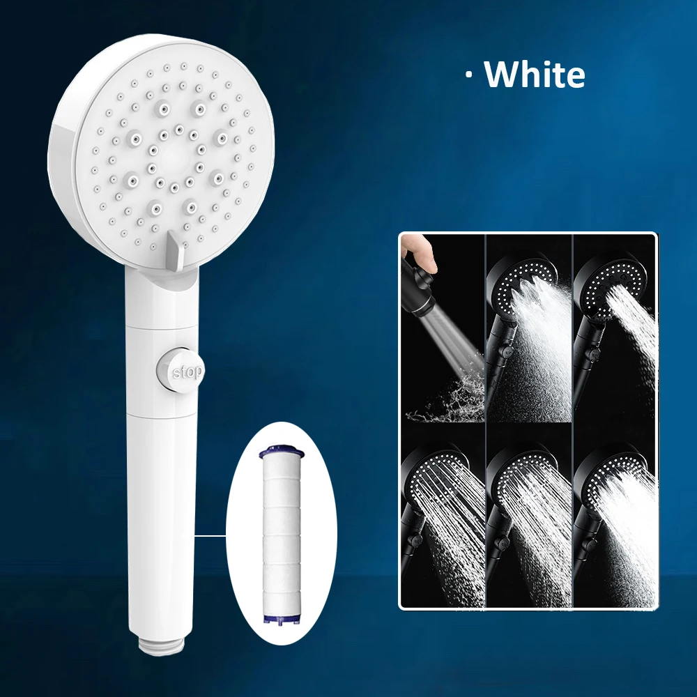 

Zloog 5 режимов, набор для душа для ванной, кнопка остановки, черная насадка для душа высокого давления, водосберегающий фильтр, насадка для душа, аксессуары для ванной комнаты