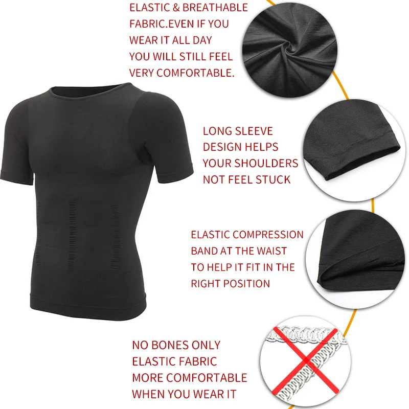 Compression Shirts Shaper For Men Waist Reduce Underwear Bodyshaper COMFREE Tummy Control Fitness Bodysuit Tanks Tops Workout