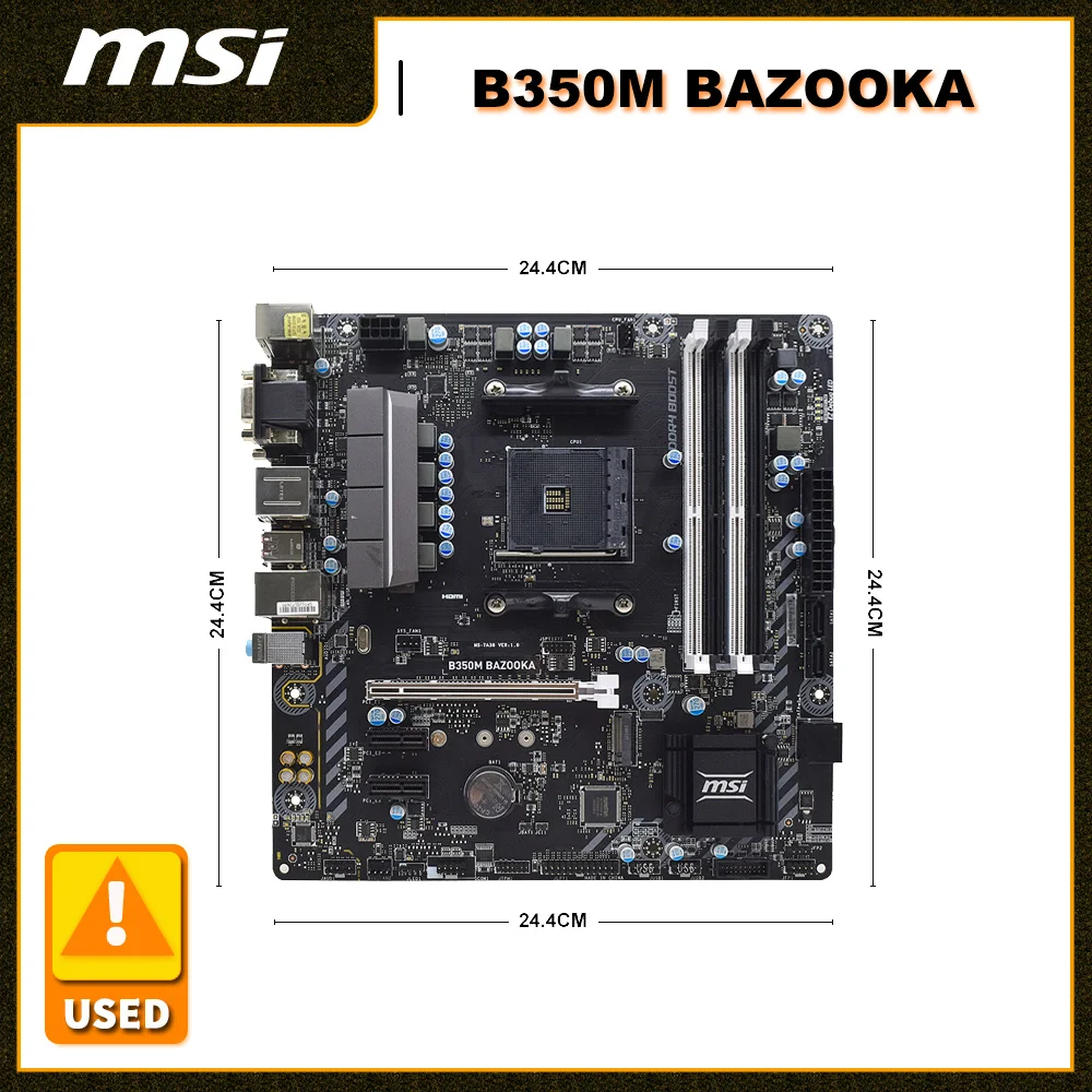 

MSI B350M BAZOOKA AM4 Motherboard DDR4 Motherboard AM4 64GB AMD B350 PCI-E 3.0 USB3.1 SATA III M.2 Micro ATX For RYZEN 3 3200G