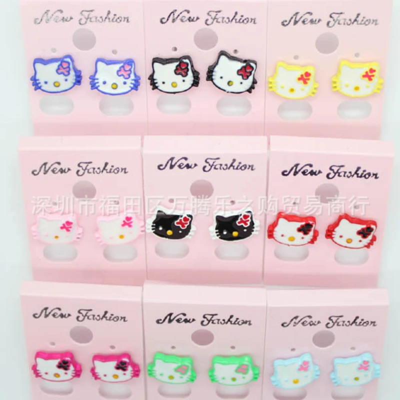 

Hello Kitty Ear Studs Cute Cartoon KT Cat Creative Girly Heart Ear Decoration Simple Fresh Temperament Anime Niche Earrings Hot