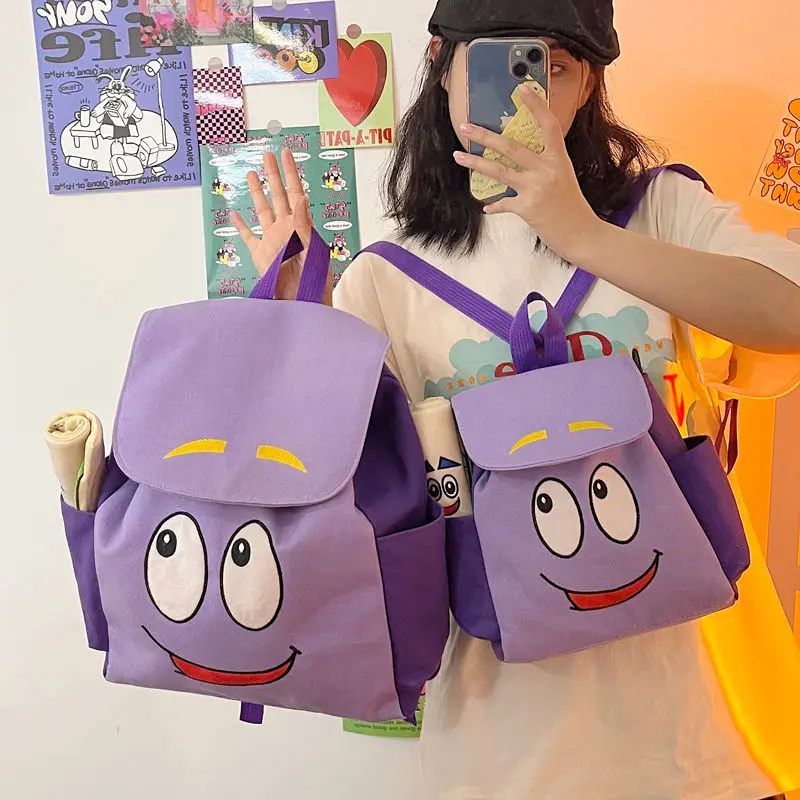 

Спасательный рюкзак Dora Explorer с картой, фиолетовая Милая холщовая школьная сумка для детского сада, можно заплатить на одно плечо