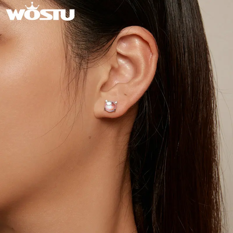 Женские серьги-гвоздики WOSTU серьги из стерлингового серебра 925 пробы в форме