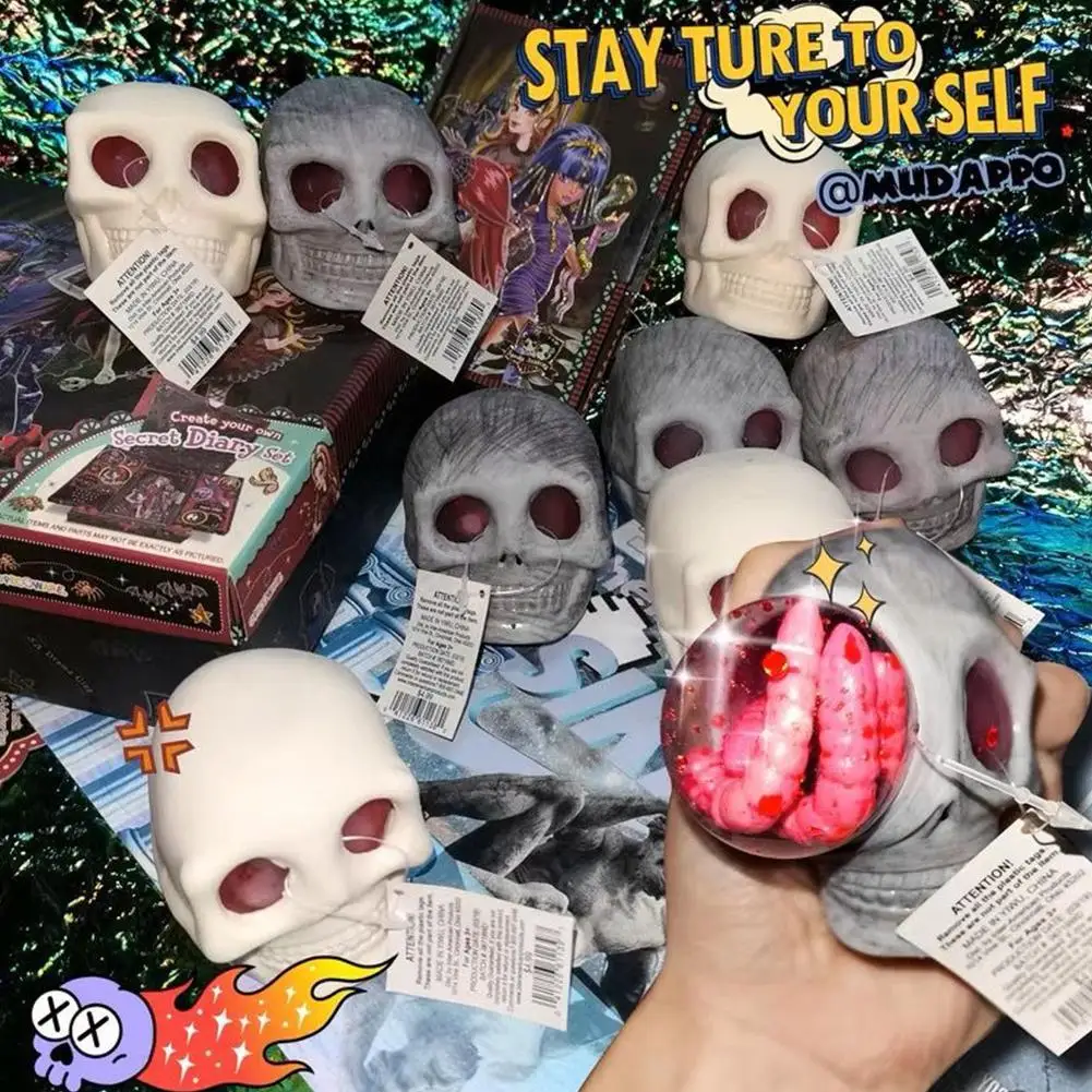 

Череп для Хэллоуина, стрессовый мяч для Хэллоуина, искусственная летучая мышь, каркас, Череп, строительный наполнитель, телефон, игрушки, хо...