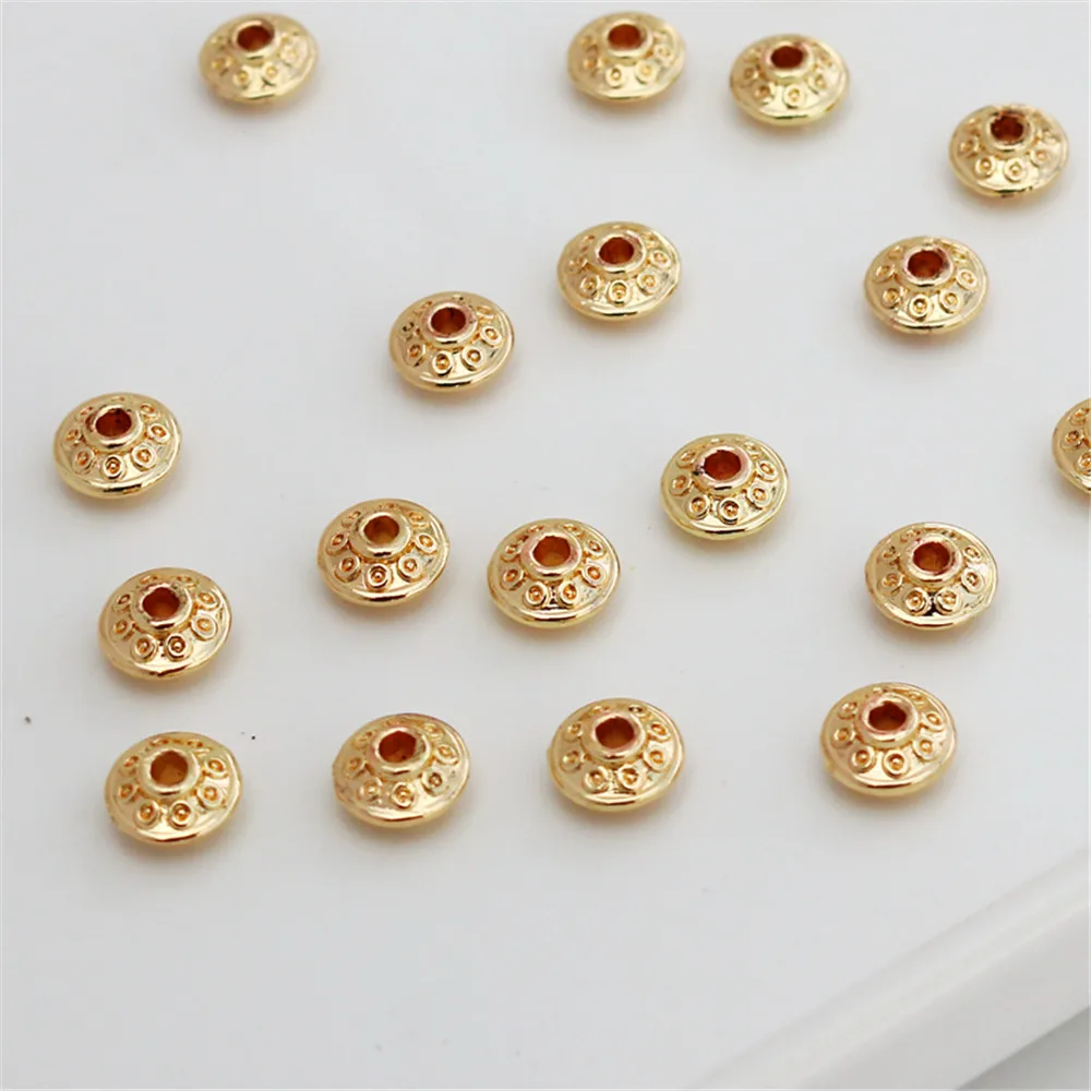 

14k gold covered flower pattern flying saucer 3.5x6.5mm loose beads spacer beads diy jewelry accessories chain accessories