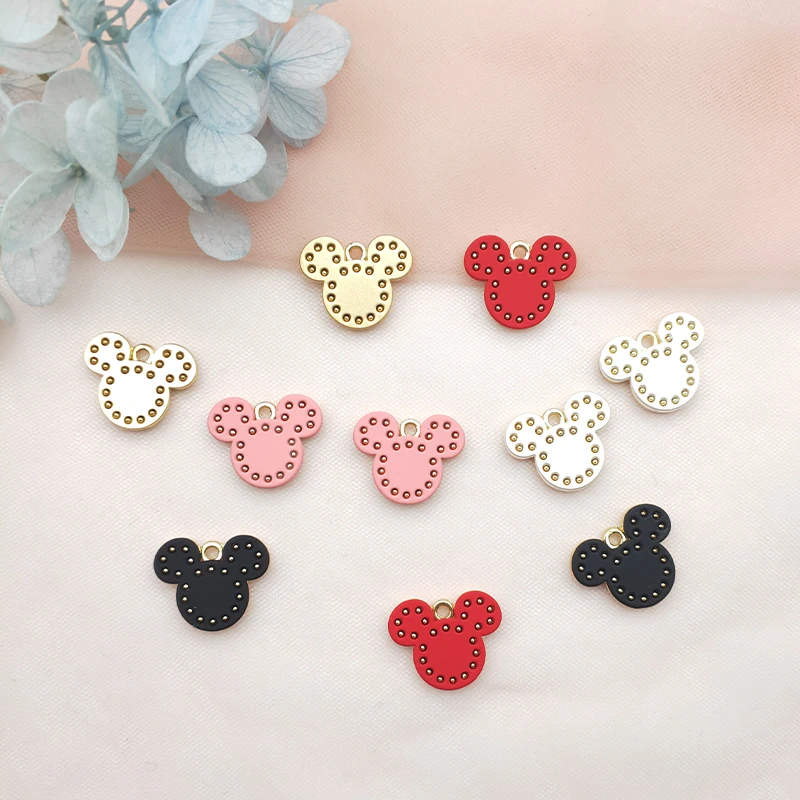

10pcs Alloy Charm Cartoon Mouse Head Pendant Earring Accessories DIY Jewelry Bracelet Pendant Charms for Jewelry Making