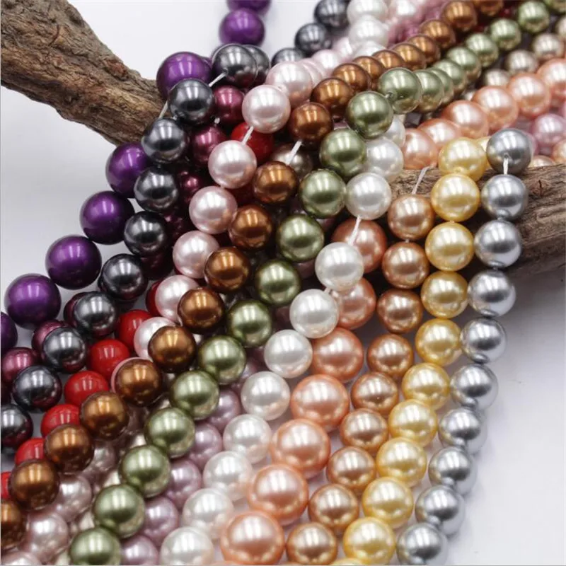 

Multicolor Shell Pearl Beads Natural Round Loose Spacer Finding Beads For Jewelry Making Diy Necklace Bracelet 15" 6/8/10/12mm