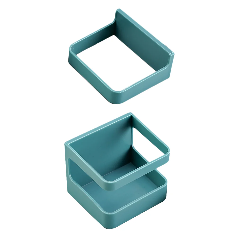 

2 Sets Wall Mounted Holder Plastics Portable Organizer Storage Rack Shelf for Home Wall Door Cabinet Blue