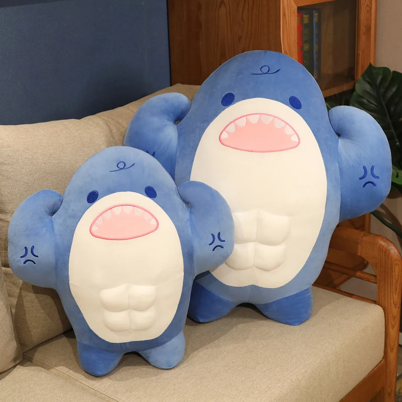 

1PC 50/70cm Giant Muscle Shark Plush Toy Stuffed Animal Doll Boyfriend Healing Pluche Pillow Cushion Girlfriend Birthday Gift