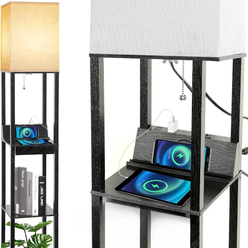 Китайский минималистичный стеллаж для хранения напольная лампа