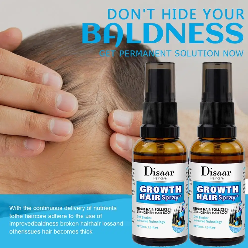 

Спрей для роста волос для мужчин и женщин, питательные безопасные ингредиенты, против выпадения волос, легко впитывается, 30 мл