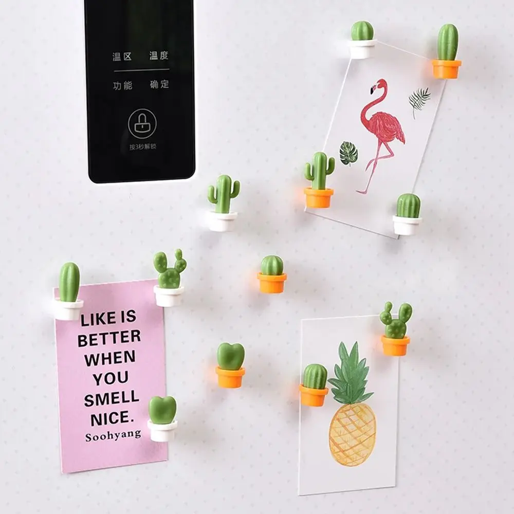 

6pcs Cactus Fridge Magnets 3D Cute Mini Succulent Celestial Potted Photo Wall Message Board Home Refrigerator Kitchen Decoration