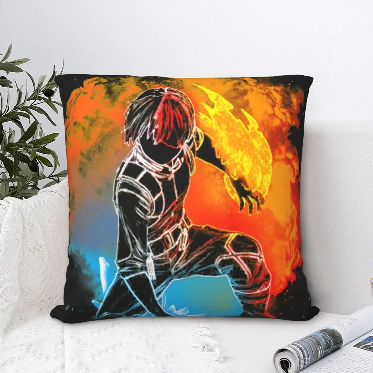 Наволочка душа льда и пламени квадратная из полиэстера