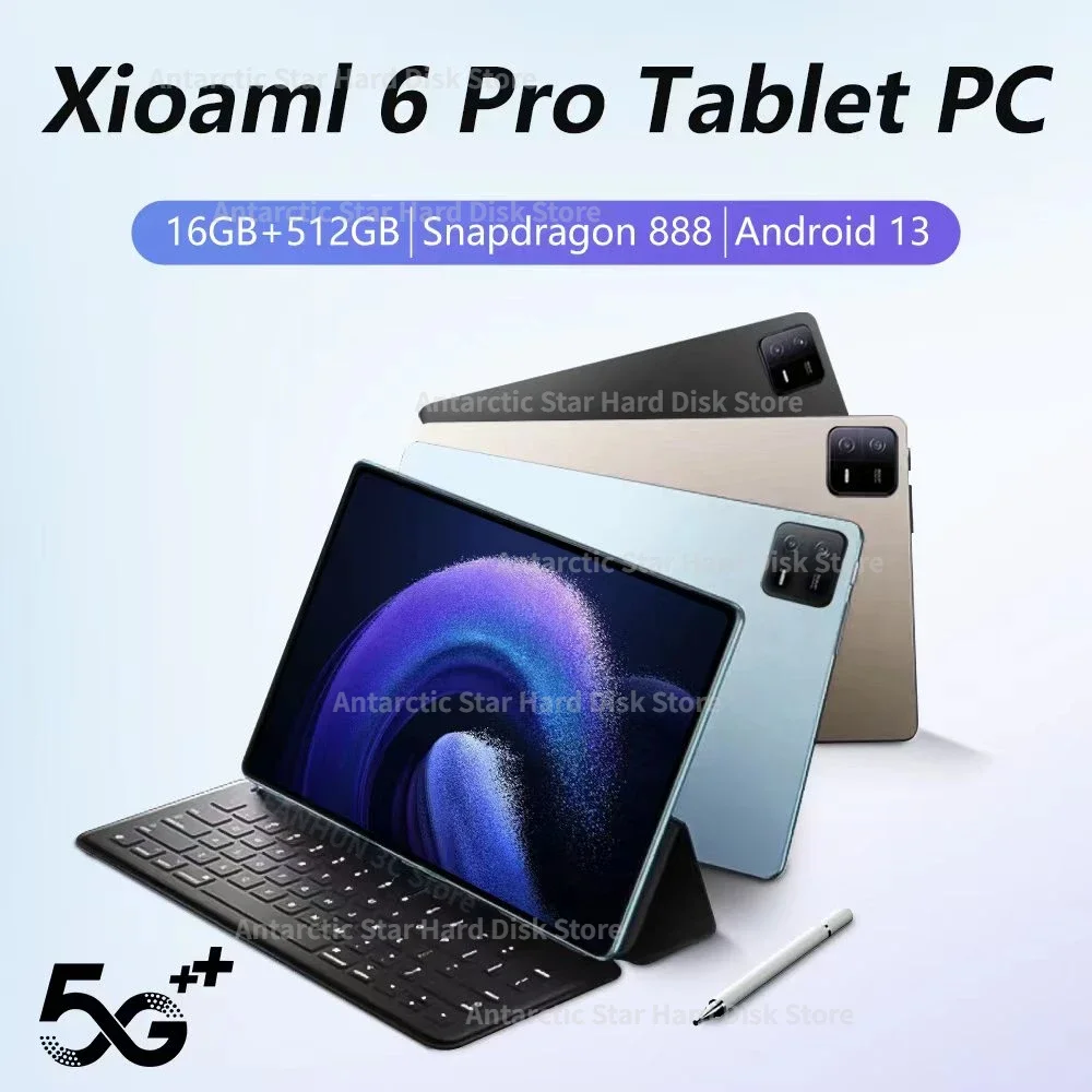 

2023 Global Version Original Tablet Android 13.0 Snapdragon 888 Pad 6 Pro 16GB+512GB TabletsPC 5G Dual SIM Card or WIFI HD 4K Mi