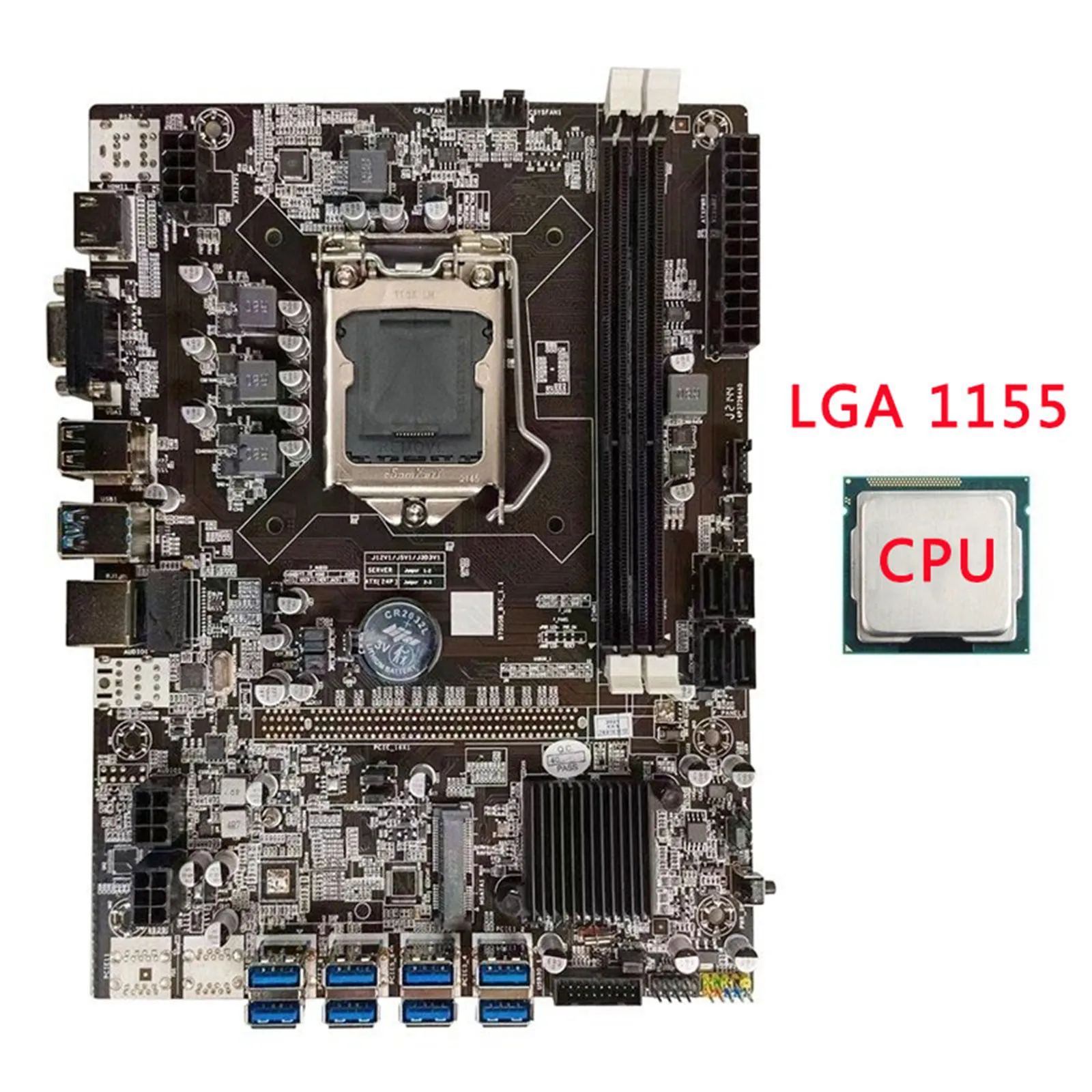 

B75 ETH Mining Motherboard with CPU LGA1155 12 PCI-E16X To USB MSATA DDR3 B75 USB BTC Motherboard
