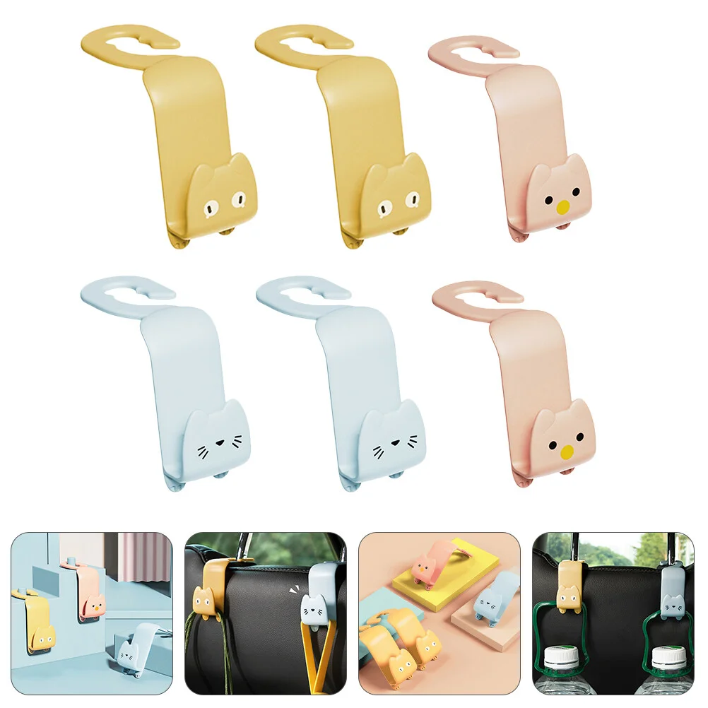 

6 Pcs Hook Metal Stand Cartoon Seat Storage Hooks Shelf Backseat Racks Pp Accessories Auto