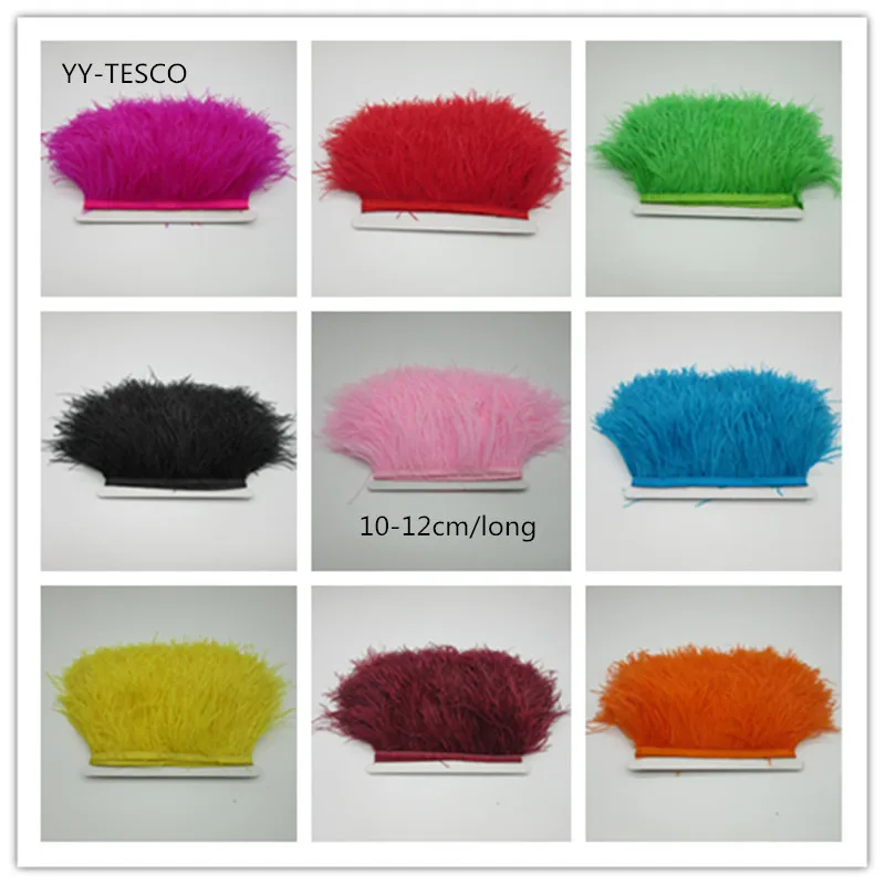 

Wholesale 5/10yards high quality Natural Ostrich Feather fringe Ostrich feather ribbon 4-5inch/10-12cm free shipping accessories